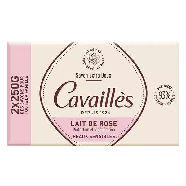 Rogé Cavaillès Savon Surgras Extra Doux Lait de Rose Lot de 2 x 250g