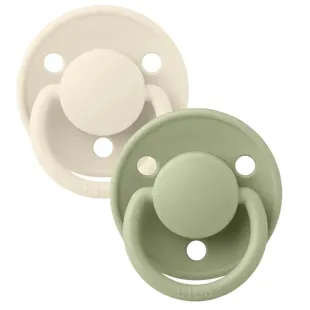 Bibs Deluxe Pacifiers Size 2 6-18 Months White and Green 2 Pcs