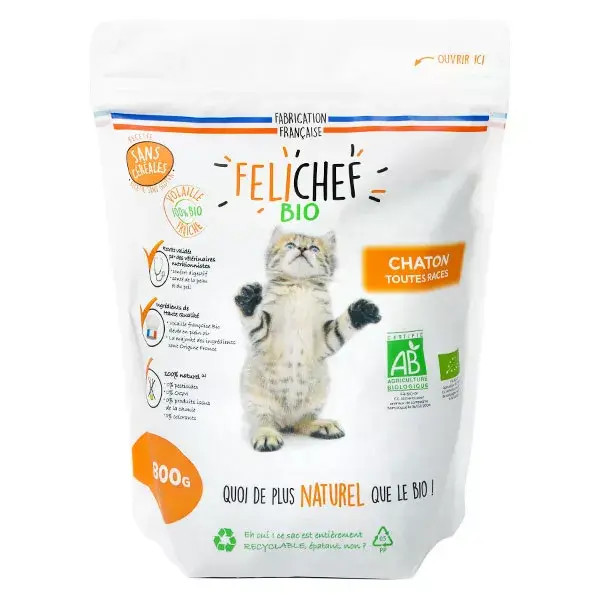 Felichef Alimento para Cachorros de Gatos sin Cereales Bio 800g