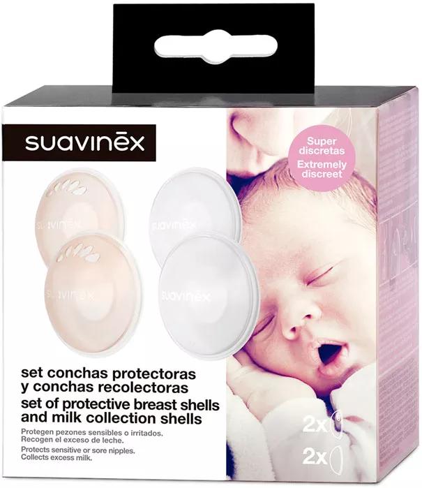 Suavinex Set 2 Gusci Protettivi e 2 Gusci Raccoglitori