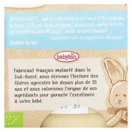 Babybio Desserts Lactés Pot Brassé au Lait de Brebis Mirabelle Vanille +6m Bio 2 x 130g