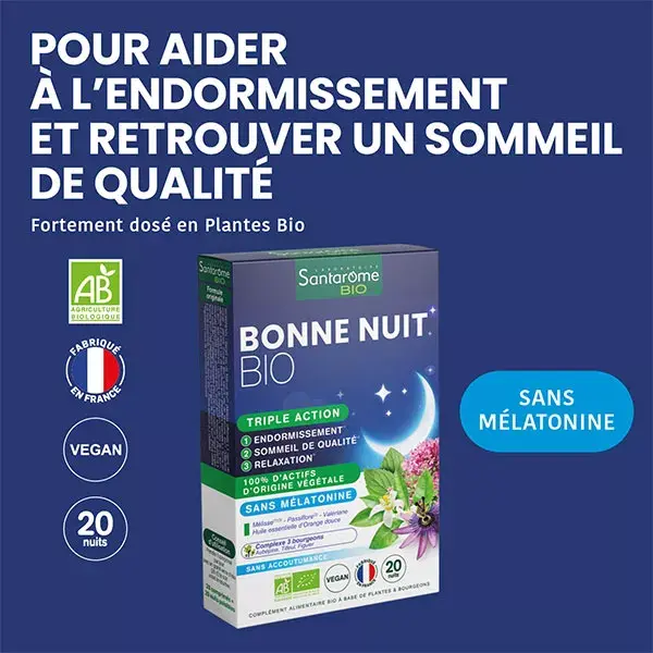 Santarome - Bonne Nuit Bio - Aide à l'endormissement - 20 comprimés