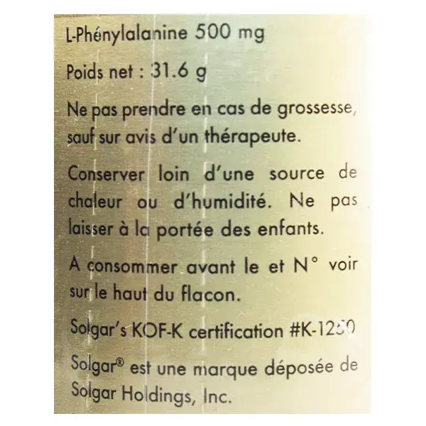Solgar L-Fenilalanina 500mg 50 capsule vegetali