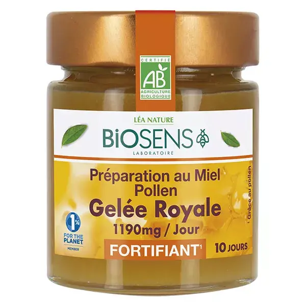 Biosens Miels Préparation Miel Pollen et Gelée Royale Fortifiant Bio 170g