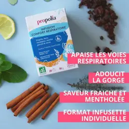 Propolia Bio Infusion Confort respiratoire Saveur fraîche & mentholée 20 sachets