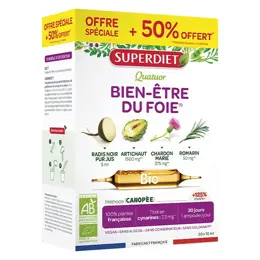 Superdiet Quatuor Bien-Etre du Foie Bio 20 ampoules + 10 Offertes