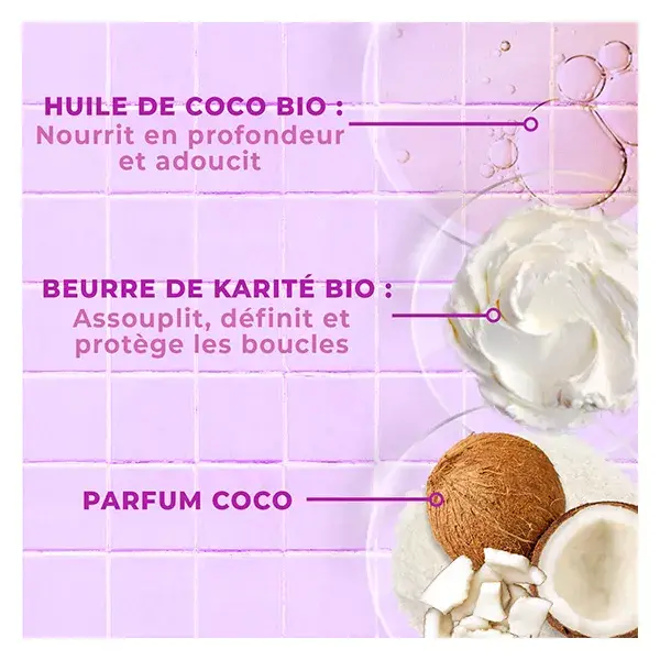 Energie Fruit 2 en 1 Cheveux Bouclés et Frisés Masque Coco & Beurre de Karité Bio 250ml 