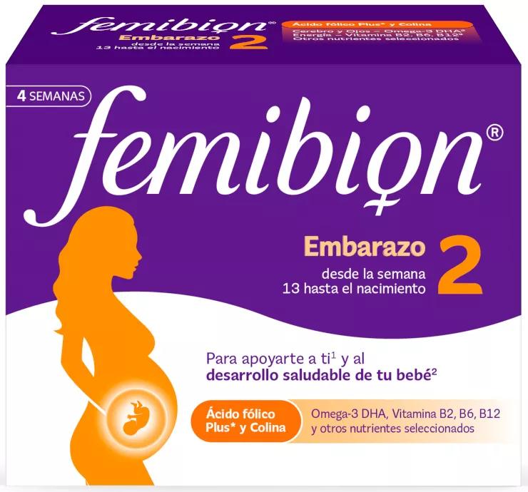 Femibion 2 Embarazo con Ácido Fólico y Vitaminas 28 Cápsulas + 28 Comprimidos 