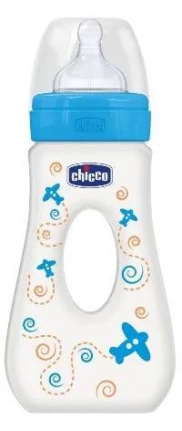 Chicco Biberon Benessere Passeggio Con Tettarella In Silicone Boy +4m 240 ml