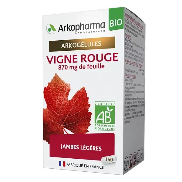 Arkopharma Arkogélules Jambes Légères Vigne Rouge Bio 150 gélules