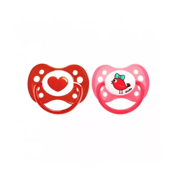 Dodie Sucette Anatomique +6m Silicone Signe Rose Coeur Lot de 2