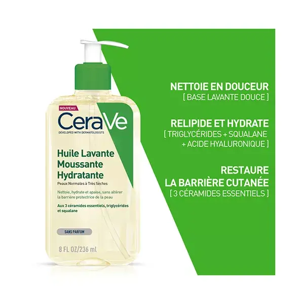 CeraVe Nettoyants Olio Detergente Mousse Idratante 236ml