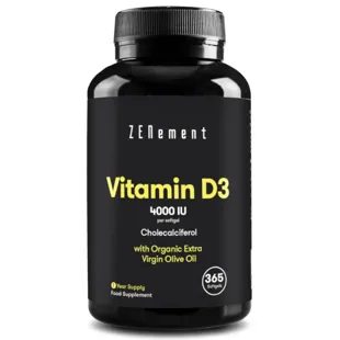 ZENement Vitamin D3 4000 IU with Extra Virgin Olive Oil 365 Softgels