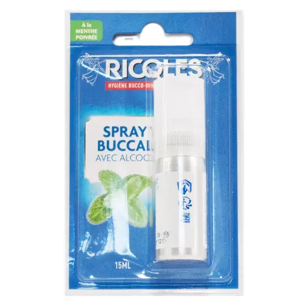 Ricqles Spray Buccal Menthe Poivrée avec Alcool 15ml
