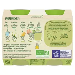 Blédina Les Récoltes Bio Pot Purée de Courgettes Poulet Fermier Thym +6m 2 x 200g