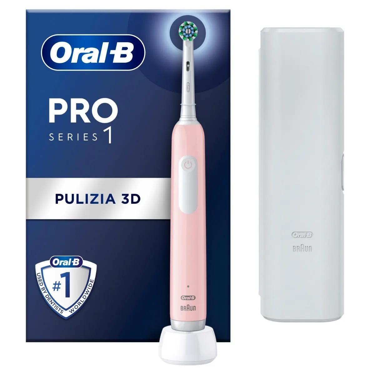 Oral-B Pro Series 1 Spazzolino Elettrico Ricaricabile Rosa con 1 Testina + 1 Custodia da Viaggio