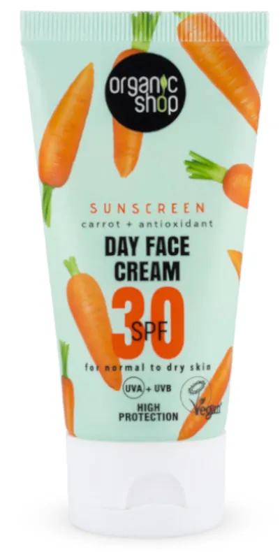 Organic Shop Crème de Jour Visage SPF30 Carotte + Antioxydants 50 ml