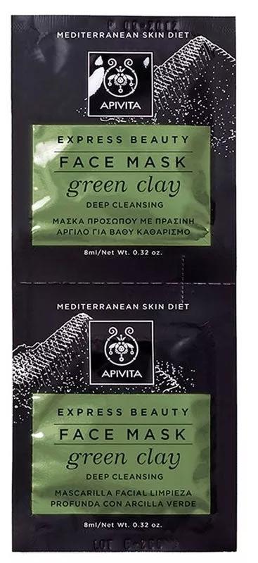 Apivita Express Beauty Máscara de Limpeza Profunda com Argila Verde 2X8ml