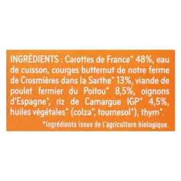 Babybio Petits Pots Midi Carotte Butternut Poulet Riz +6m Bio 2 x 200g