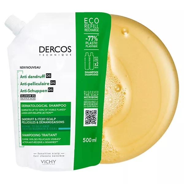 Vichy Dercos Technique Eco-Recharge Champú anticaspa DS Tratamiento caspa y picores Cabellos normales a grasos 500ml