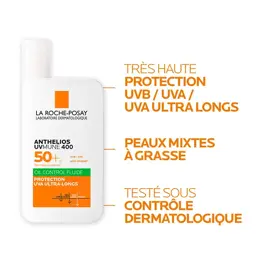 La Roche Posay Anthelios Fluide Solaire Invisible Oil Control UVA Long UVmune 400 SPF50+ 50ml