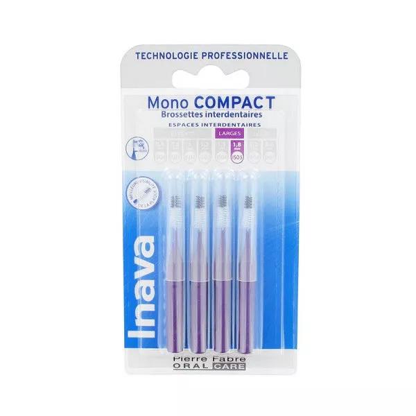 Inava Spazzolini Interdentali 1.8mm Mono Compact Spazi Larghi Viola 4 unità