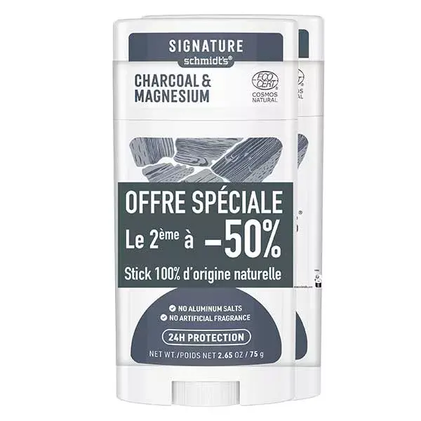 Schmidt's Signature Deodorant Stick Charcoal & Magnesium 2x58ml