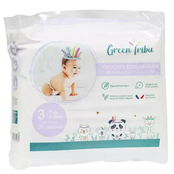 Green Tribu Ecological Nappies Size 3 4-9 kg 26 Units