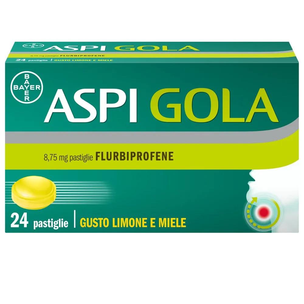  Aspi Gola Caramelle Antinfiammatorio per Gola Infiammata e Mal di gola, 24 Pastiglie Limone/Miele