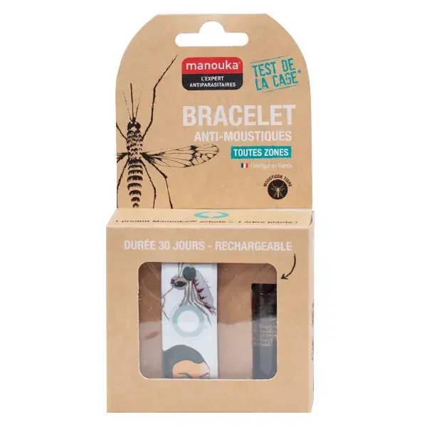 Manouka pulsera anti-mosquitos negro + recarga 6 ml