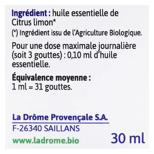 Ladrôme Organic Lemon Essential Oil 30ml