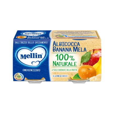 Mellin Omogeneizzato Di Frutta Albicocca Mela e Banana 2 x 100 g