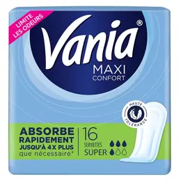 Vania Maxi Serviettes Périodiques Non Parfumé Super 16 protections