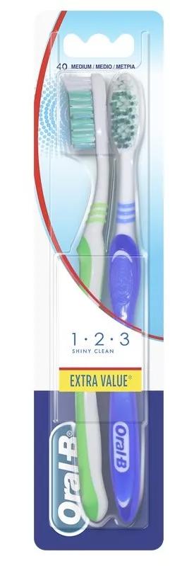 Oral B Borstel 123 Shiny Clean Medium 2 Stuks