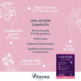 Manhaé Minceur Expert Perte de Poids, Brûle Graisse, Ventre Plat, Cellulite 30 Gélules