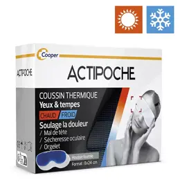 Actipoche Coussin Thermique Mal de Tête Masque Yeux et Tempes Gel