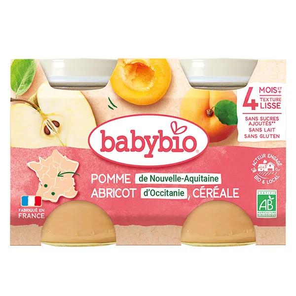 Babybio Mes Fruits Manzana, Albaricoque y Cereales a partir de 4 meses de 2 x 130g