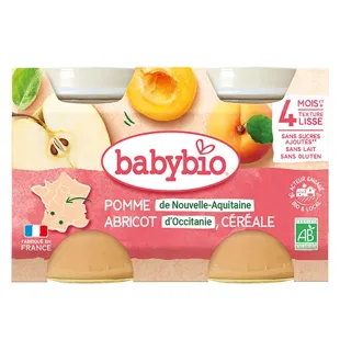 Babybio Mes Fruits Mela Albicocca Cereali dai 4 mesi Lotto di 2 x 130g