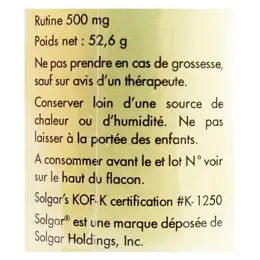 Solgar Rutine 500mg 50 comprimés