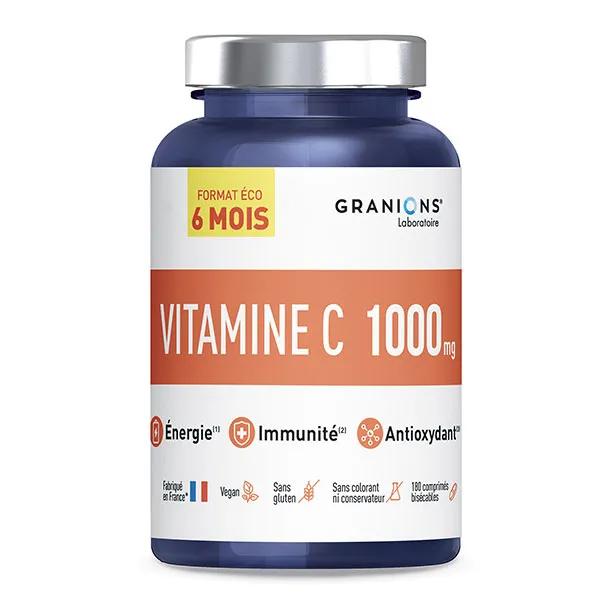 GRANIONS Vitamine C 1000 mg 6 Mois - Energie et Immunité - 180 comprimés