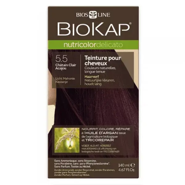 Biokap Nutricolor Delicato Teinture pour Cheveux 5.5 Châtain Clair Acajou 140ml