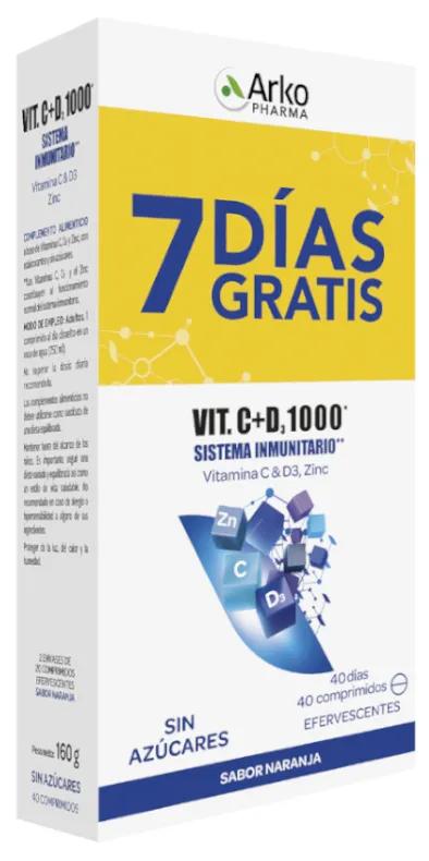 Arkopharma Vitamine C & D3 1000 mg + Zinc 20 Comprimés DUPLO