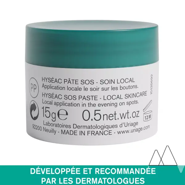 Uriage Hyséac Pâte SOS Soin Local Assèchant Boutons Anti-Imperfections 15g
