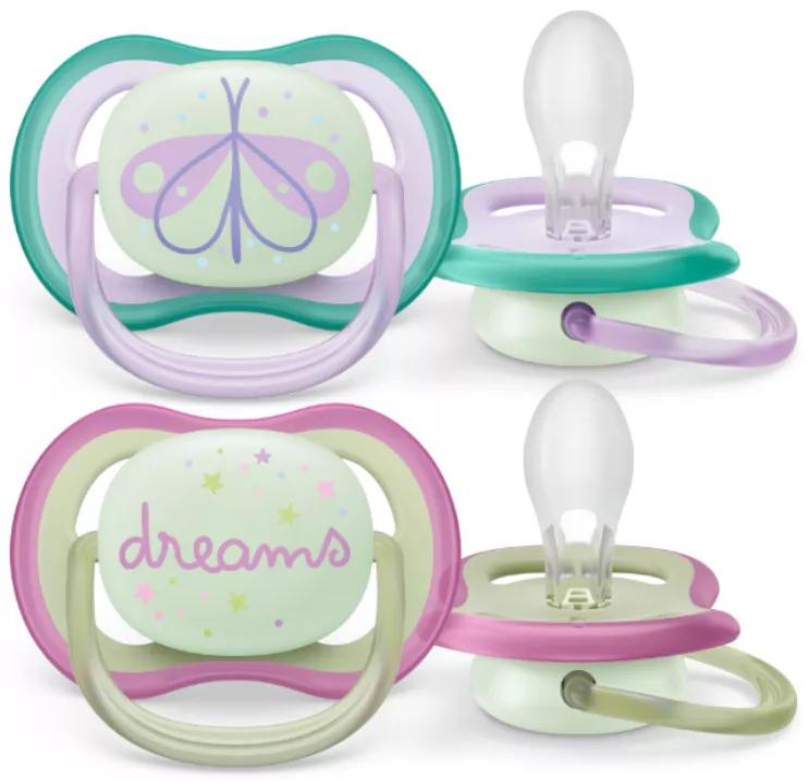Philips Avent Ultra Air Nachtfopspenen Meisje 0-6m 2 stuks