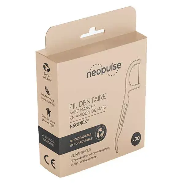 Neopulse – Neopick Fil Dentaire avec Manche Biodégradable 30 unités