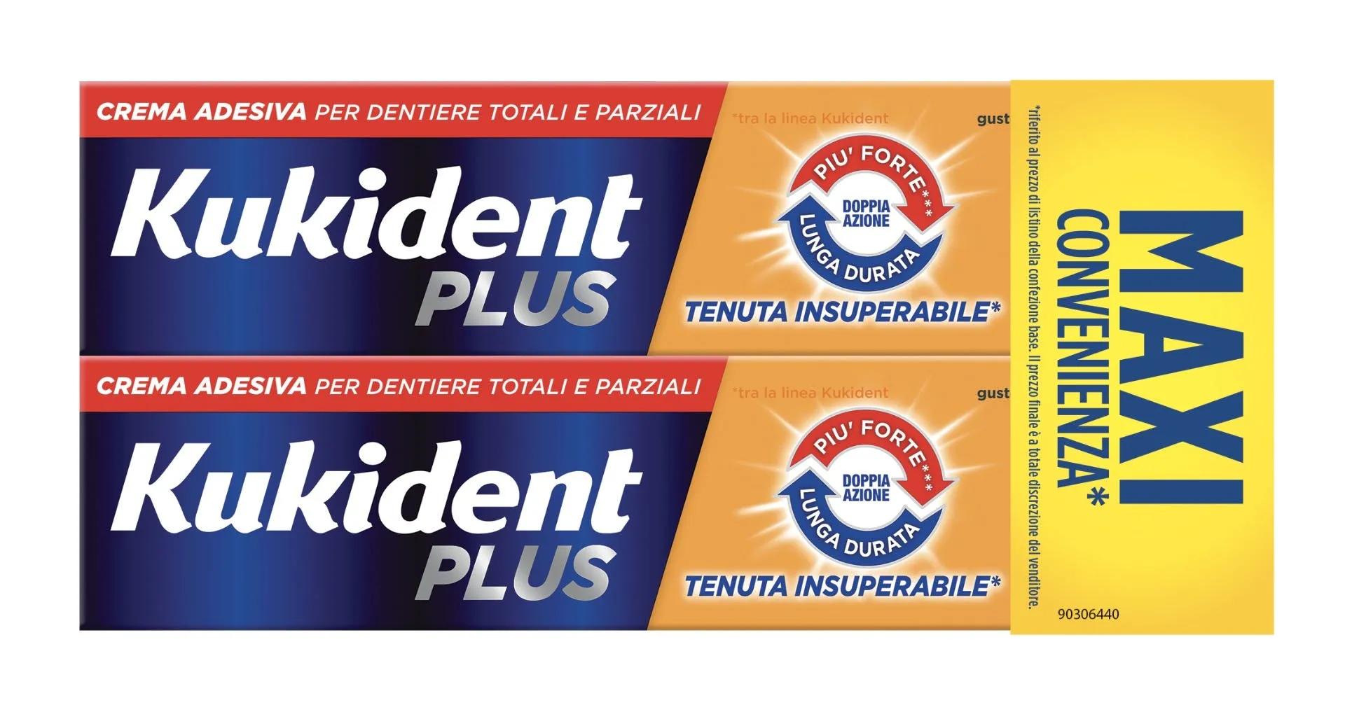 Kukident Plus Doppia Azione Crema Adesiva 2X65 g