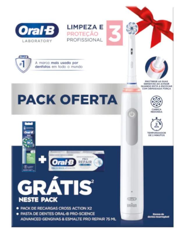 Oral-B PRO 3 Elektrobürstenpaket + 2 Nachfüllpackungen + Pro Repair Zahnpasta 75 ml