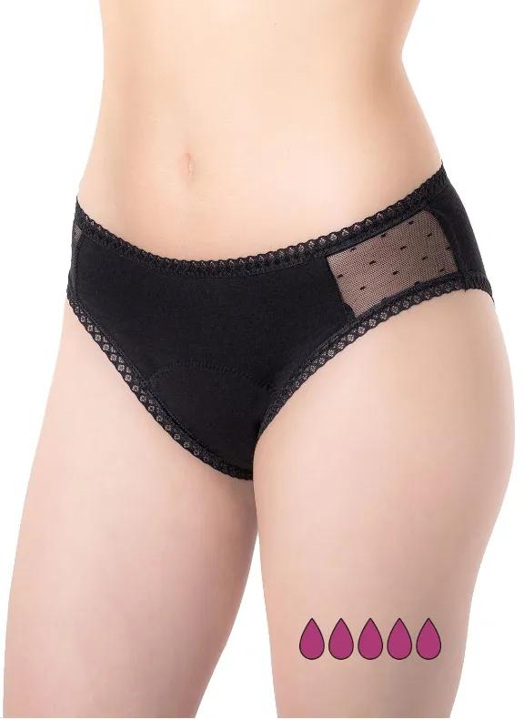 Inca Farma Menstruationshöschen für Erwachsene, Superabsorption, Schwarz, Größe S