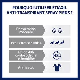 ETIAXIL Déodorant Anti-Transpirant Protection 48h Pieds 100ml