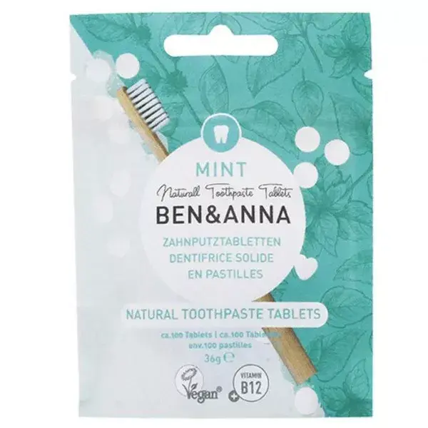 Ben & Anna Toothpaste Solid Mint Without Fluoride 100 Tablets